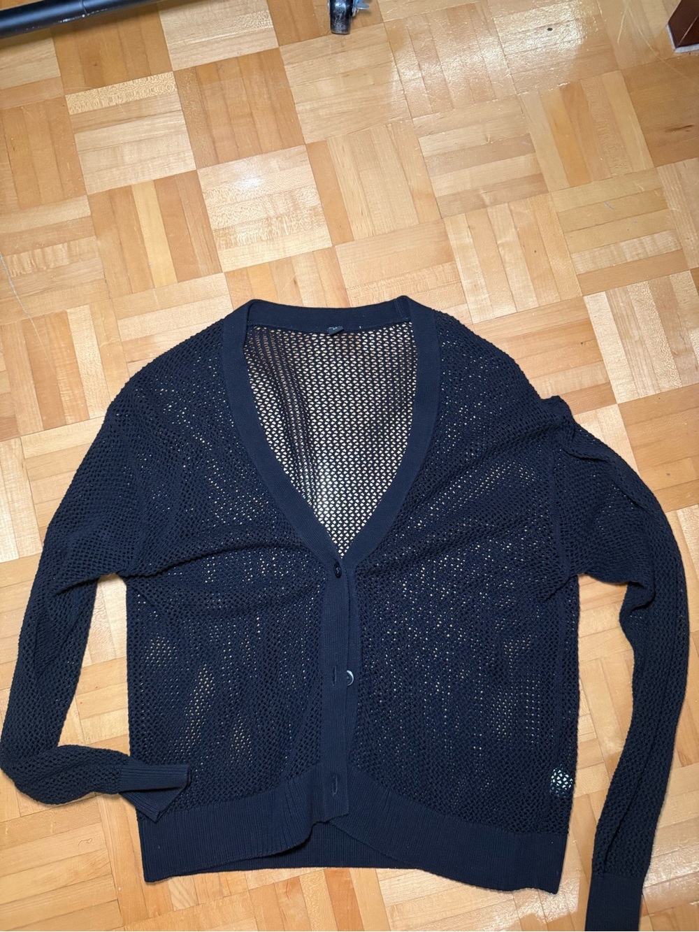 Open-Knit V-Neck Cardigan Sweater